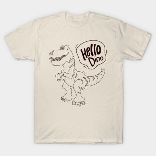 line art illustration of a monochrome dinosaur for kids coloring page T-Shirt